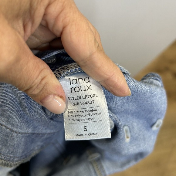 Lana Roux 90s Denim Twill Romper Short Overalls, Small - Picture 9 of 10